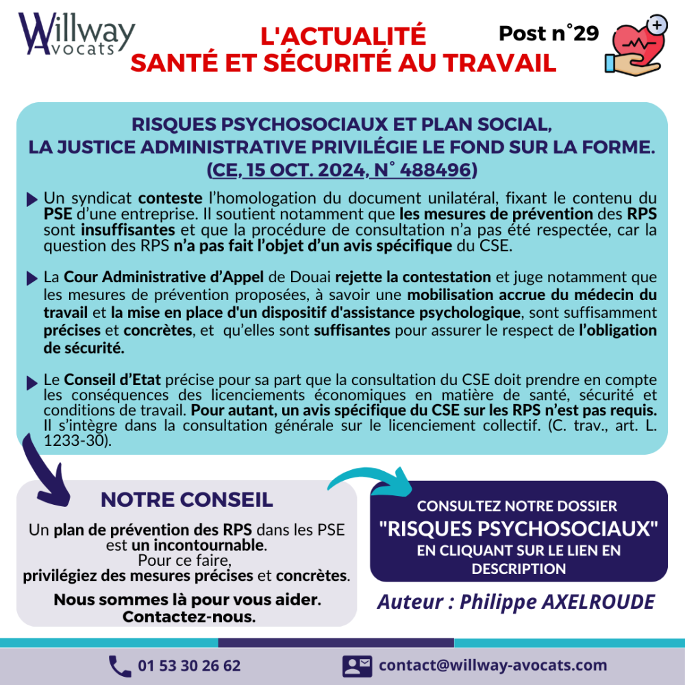 Risques psychosociaux et plan social, la justice administrative privilégie le fond sur la forme.