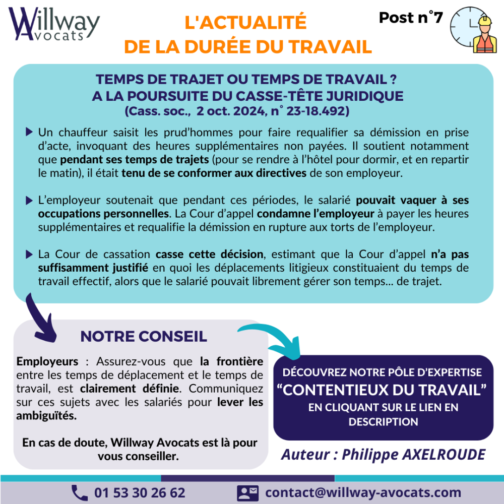 Temps de trajet ou temps de travail ? A la poursuite du casse-tête juridique